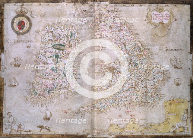 Map of Great Britain and Ireland, c1564-c1570. Creator: Laurence Nowell.