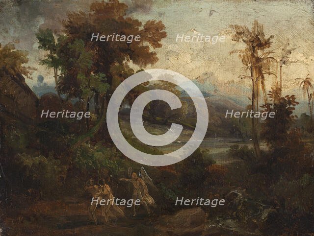 Adam and Eve expelled from Paradise. Creator: Unknown.