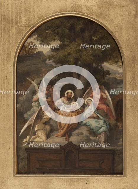 Sketch for the Church of Notre-Dame-des-Champs: The Rest of the Holy Family, 1880. Creator: Felix Giacomotti.