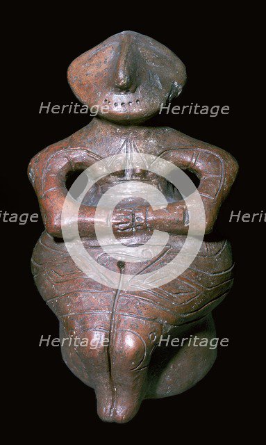 Baked clay sitting figure, 4th millenium BC. Artist: Unknown