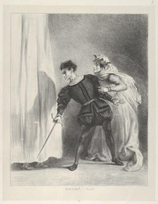 The Murder of Polonius, 1834-43., 1834-43. Creator: Eugene Delacroix.