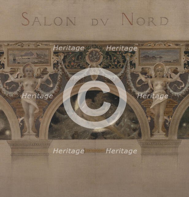 Sketch for the north entrance hall of the Hotel de Ville in Paris: Bear. The night. A Dragon, 1892. Creators: Henri Camille Danger, Theophile Barrau.