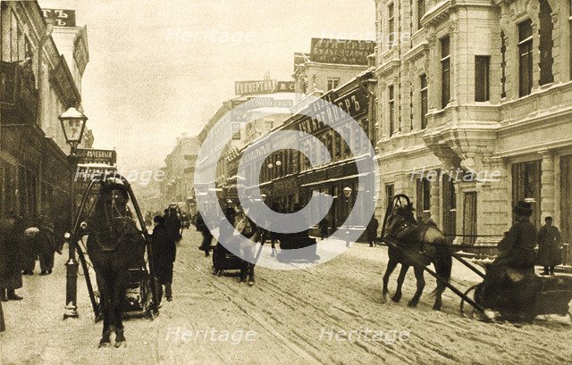Petrovka Street in winter, Moscow, Russia, 1912. Artist: Unknown