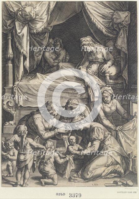 Birth of the Virgin (copy), 1581. Creator: Julius Goltzius.