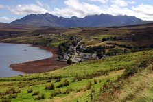 Cuillin Hills from above Carbost, Isle of Skye, Highland, Scotland.