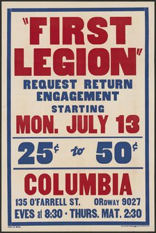First Legion, [193-]. Creator: Unknown.