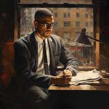 AI IMAGE - Portrait of Malcolm X, 1960s, (2023). Creator: Heritage Images.