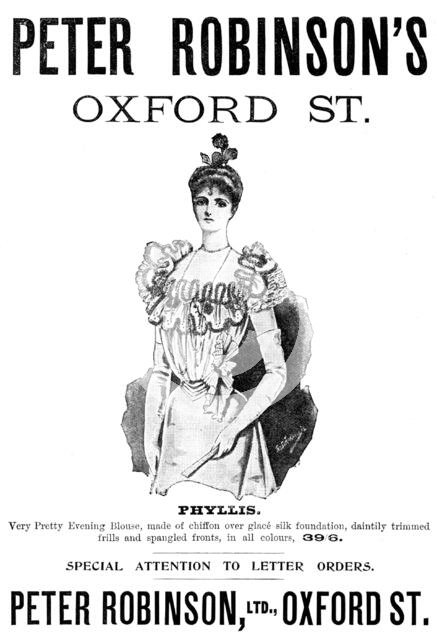 Advertisement for Peter Robinson's, 1898. Creator: Unknown.