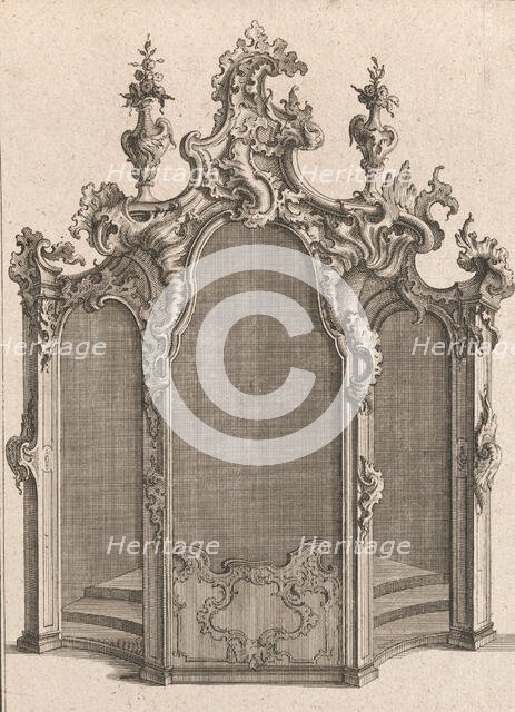 Design for a Confessional, Plate 1 from an Untitled Series of Designs for C..., Printed ca. 1750-56. Creator: Carl Pier.