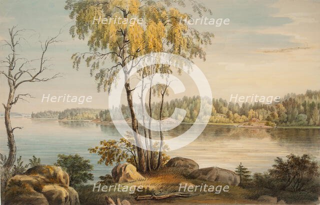 Lakeside View near Träskända Manor, 1850. Creator: Magnus von Wright.