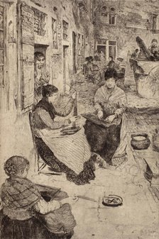 Perleria, (bead stringers), 1882. Creator: Otto Henry Bacher.