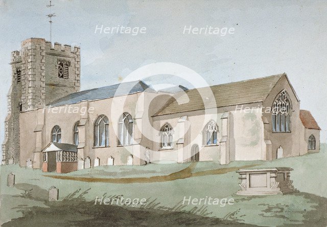 South-east view of All Saints Church, Edmonton, Enfield, London, 1800. Artist: Anon