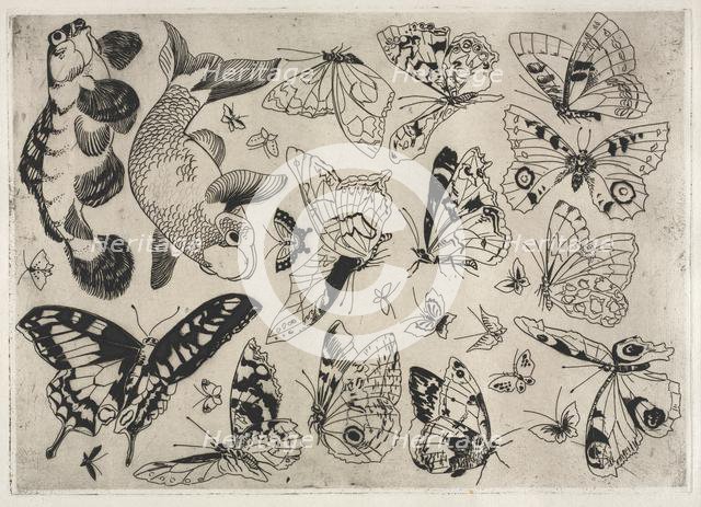 Dinner Service (Rousseau service): Butterflies and Fish (no. 16), 1866. Creator: Félix Bracquemond (French, 1833-1914).