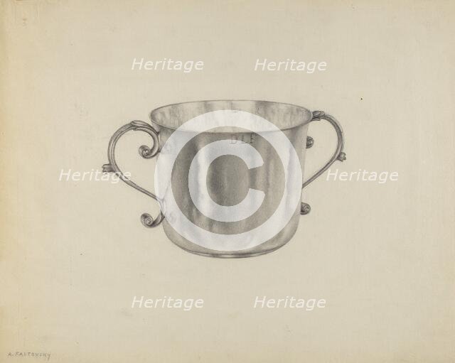 Silver Caudle Cup, c. 1938. Creator: Aaron Fastovsky.