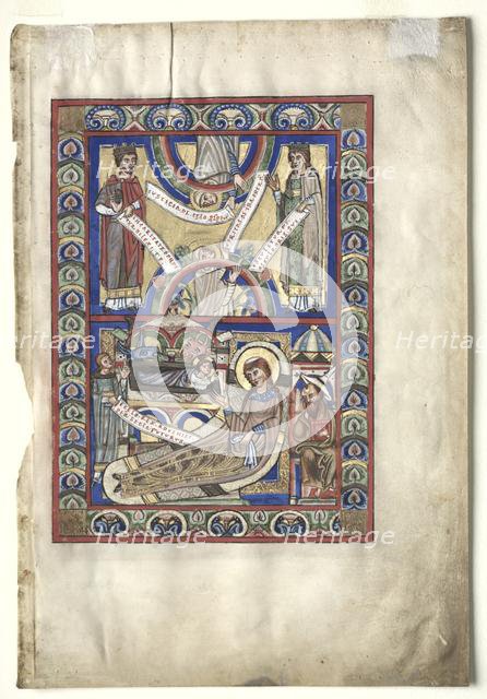 Single Leaf Excised from a Gospel Book: The Nativity (recto), c. 1190. Creator: Unknown.