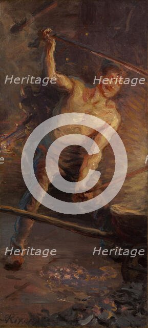 Sketch for the salon des Sciences of the Hôtel de Ville in Paris: Fire, between 1889 and 1891.  Creator: Jean Andre Rixens.