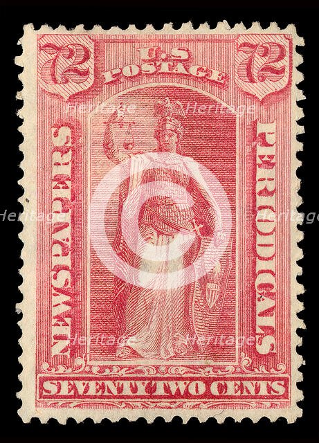 72c Justice Newspapers and Periodicals imprint single, 1875. Creator: Unknown.