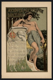 Postcard. Poster of the 5th International Exhibition of Art. Barcelona City Council. April 1907.