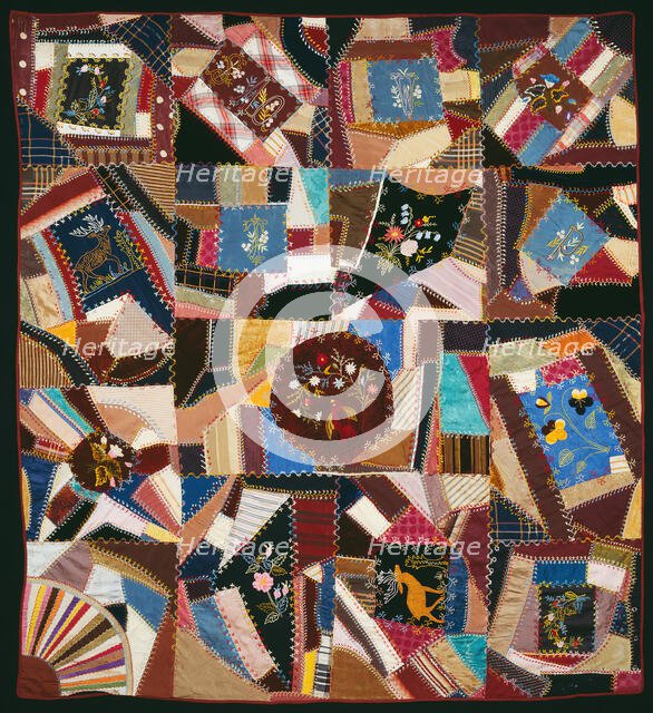 Bedcover (Crazy Quilt), United States, 1885. Creator: Unknown.