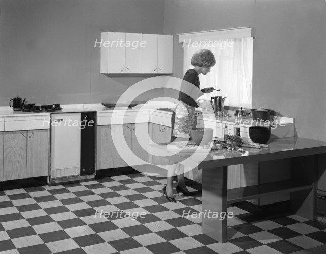 Kitchen scene, Warwick, Warwickshire, 1966. Artist: Michael Walters