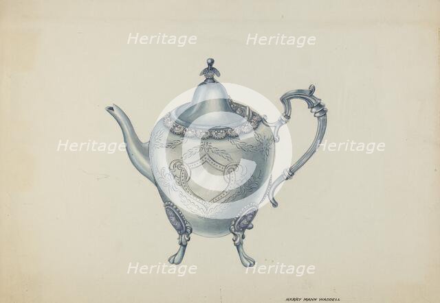 Silver Teapot, c. 1937. Creator: Harry Mann Waddell.