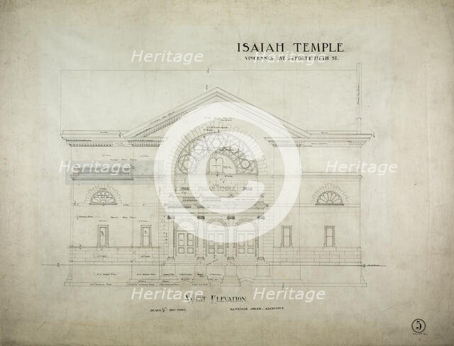 Isaiah Temple, Chicago, Illinois, West Elevation, 1898/99. Creator: Dankmar Adler.