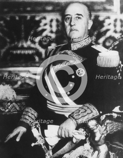 General Franco (1892-1975), Spanish soldier and politician, El Pardo Palace, Madrid, Spain, c1950s. Artist: Unknown