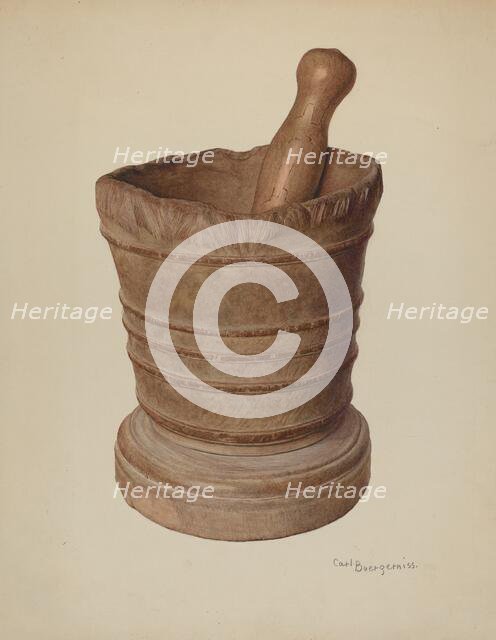 Mortar and Pestle, 1939. Creator: Carl Buergerniss.