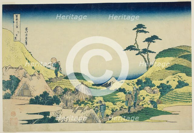 Lower Meguro (Shimo Meguro), from the series "Thirty-six Views of Mount Fuji..., Japan, c1830/33. Creator: Hokusai.