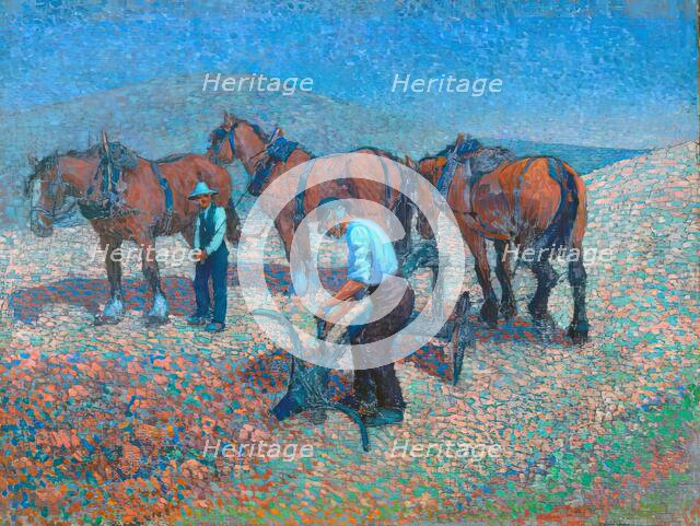 Ploughing on the Downs, c1907. Creator: Robert Polhill Bevan.