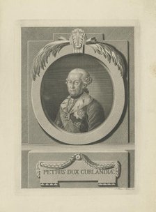 Peter von Biron (1724-1800), Duke of Courland and Semigallia, 1781. Creator: Kuetner, Samuel Gottlieb (1747-1828).