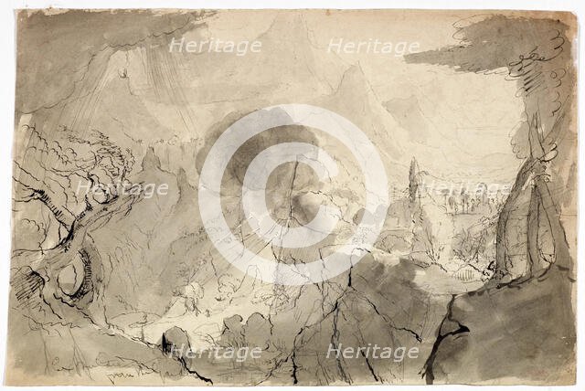 Study for Expulsion from the Garden of Eden, 1828. Creator: Thomas Cole.