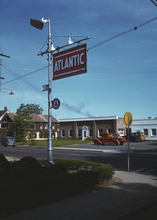 Street scene, with building of the Southington News, Southington, Connecticut, 1942. Creator: Charles Fenno Jacobs.