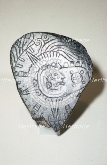 Aztec Jade Pendant of Solar God Tonatuih, 1300-1521. Artist: Unknown.