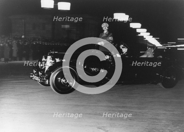 Adolf Hitler, German Nazi dictator, parading in a car, Berlin, Germany, c1930s. Artist: Unknown