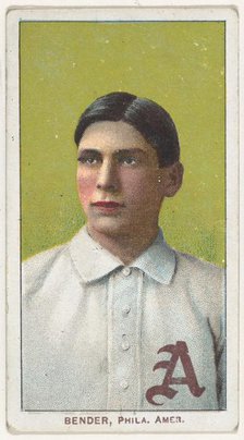 Bender, Philadelphia, American League, from the White Border series (T206) for the Amer..., 1909-11. Creator: American Tobacco Company.