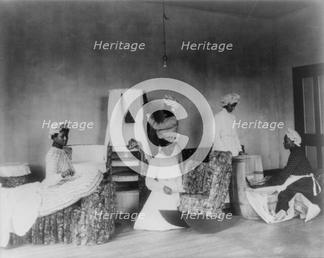 Students making and upholstering barrel furniture, Tuskegee Institute, Tuskegee, Alabama, 1902. Creator: Frances Benjamin Johnston.