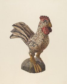 Rooster Woodcarving, c. 1940. Creator: Marian Page.