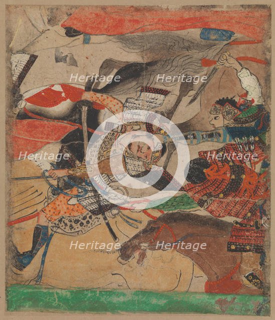 Battle at Rokuhara, from The Tale of the Heiji Rebellion (Heiji monogatari)..., 14th century. Creator: Unknown.