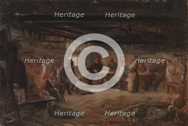 Pentti Lyytinen reads his poems, sketch, 1848. Creator: Robert Wilhelm Ekman.