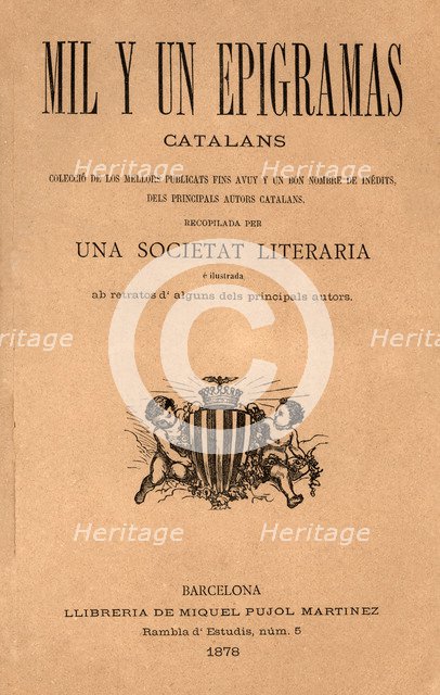Cover of the book 'Mil y un epigramas'. Compilation of the main Catalan authors. Published in Bar…