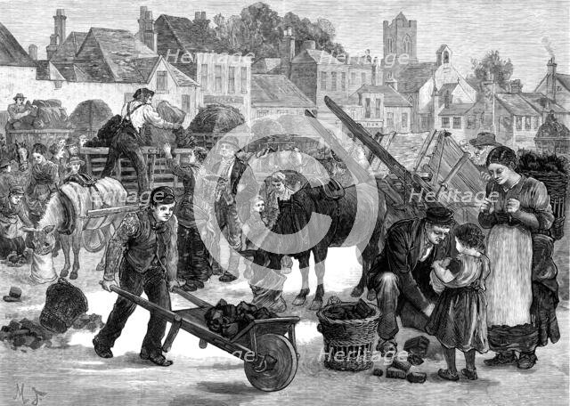 Irish sketches: turf market in the south of Ireland, 1880. Creator: Unknown.