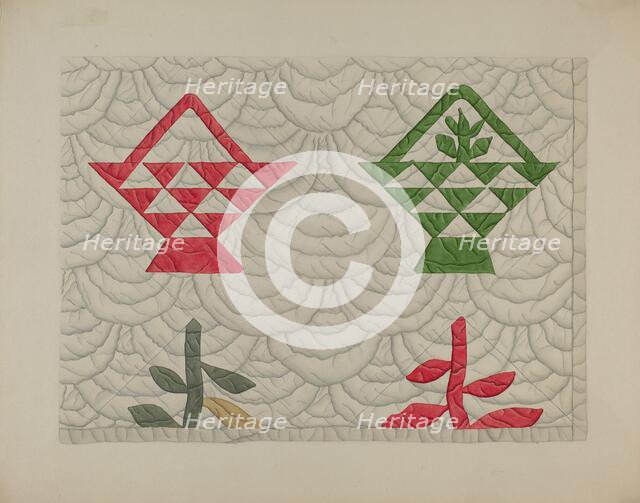 Quilt - Basket Design, c. 1937. Creator: Edward White.