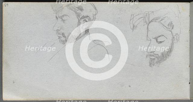 Sketchbook, page 65: Study of Faces in Profile. Creator: Ernest Meissonier (French, 1815-1891).