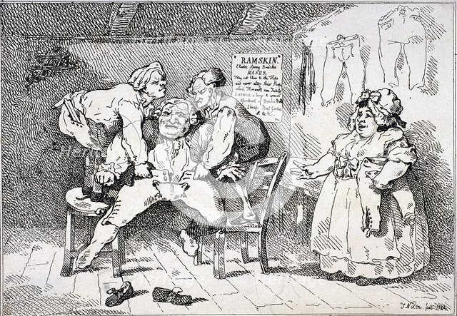 'New invented elastic breeches', 1784. Artist: John Nixon