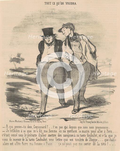 A qui penses-tu donc, coquenard? ..., 19th century. Creator: Honore Daumier.
