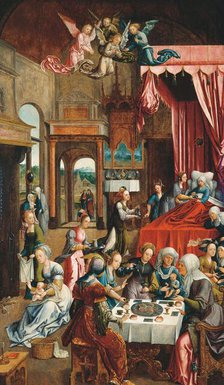 The Nativity of the Virgin Mary, 1490. Creator: Cornelisz van Oostsanen, Jacob (ca. 1470-1533).