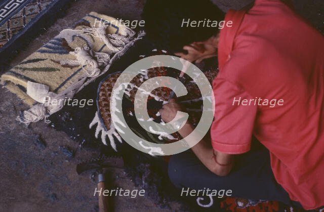 Tibetan refugee carpet project, Dharamsala, India, 1988. Creator: Amanda Waite.
