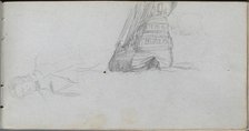 Sketchbook, page 84: Figure Study, Study of a Ship. Creator: Ernest Meissonier (French, 1815-1891).