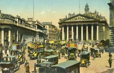 The Bank of England and Royal Exchange, London, c1910. Creator: Unknown.
